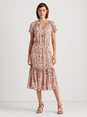 Pleated Floral Georgette Dress