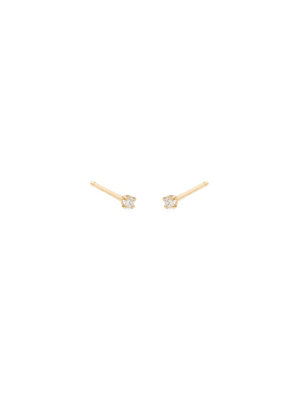 14k Tiny Diamond Prong Studs