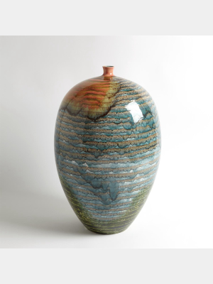 Global Views Watercolor Ringed Vessel - Multi Color