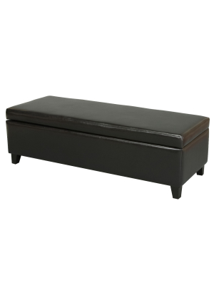 York Bonded Leather Storage Ottoman Bench - Christopher Knight Home