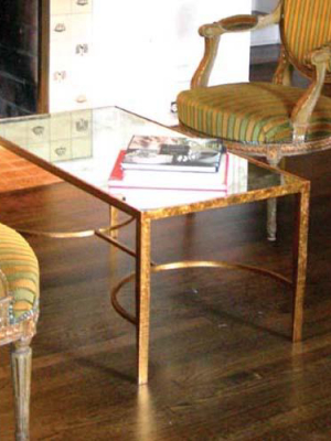 Worlds Away Gold Leafed Mirrored Sabre Leg Coffee Table