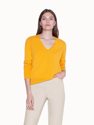 Knit Pullover In Cashmere With Ribbed Hem And Cuffs
