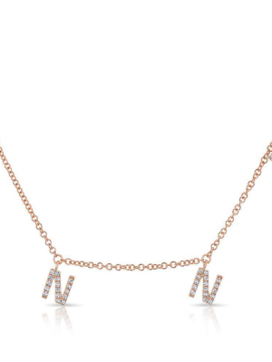 14kt Rose Gold Diamond Personalized Dangling Name Necklace