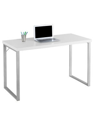 Contemporary Silver Metal Computer Desk - White -everyroom