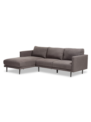 Riley Retro Mid - Century Modern Fabric Upholstered Left Facing Chaise Sectional Sofa - Gray - Baxton Studio