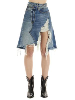 R13 Norbury Distressed Denim Skirt