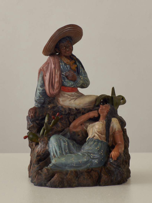 Panduro ( 1847 - 1909 ) Clay Figural Bookends