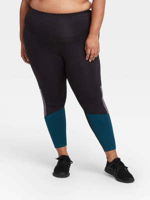 Women's Plus Size Sculpted High-waisted Colorblock 7/8 Leggings 24" - All In Motion™