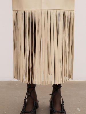 Davidia Leather Fringe Skirt