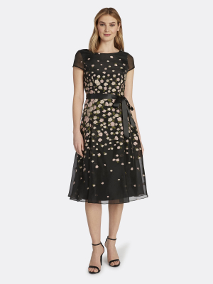 Cap Sleeve Embroidered Party Dress
