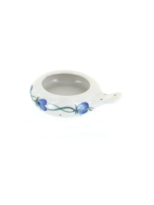 Blue Rose Polish Pottery Forget Me Not Candle Holder