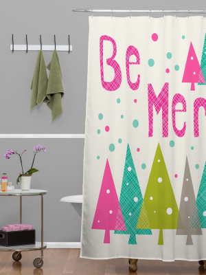 Be Merry Shower Curtain Pink - Deny Designs