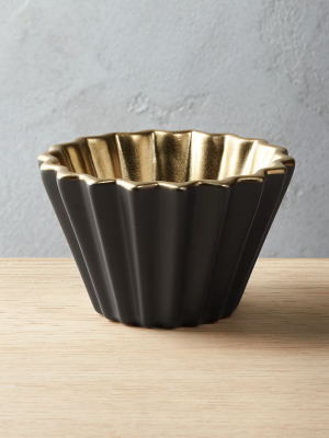 Crinkle Grey And Gold Bowl