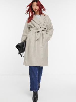 Vero Moda Tailored Coat With Belted Waist In Gray