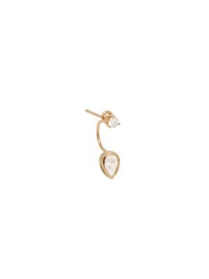 14k Pear Diamond Stud Charm With Stud