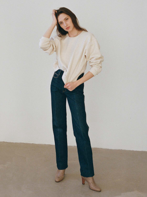 The Crop Sweatshirt Cream Herringbone