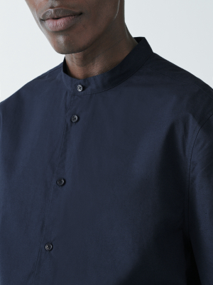 Organic Cotton-lyocell Mix Half Placket Shirt