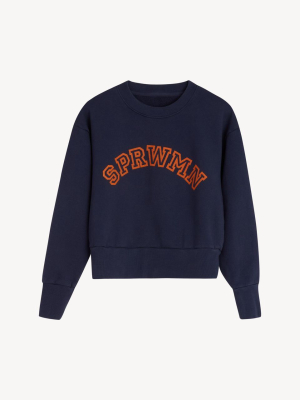 Navy Logo Shrunken Sweatshirt