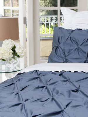 Slate Blue Valencia Pintuck Duvet Cover