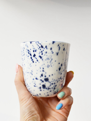 Porcelain Splatter Handless Mug Putty & Ink