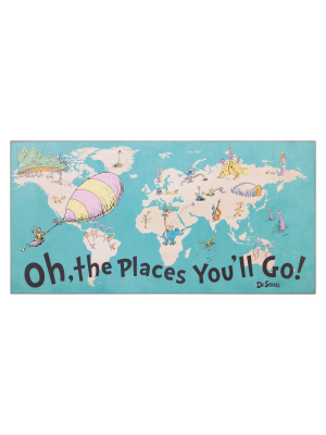 40"x20" Dr. Seuss Colorful Characters Oh The Places You'll Go World Map Stretched Canvas Wall Art