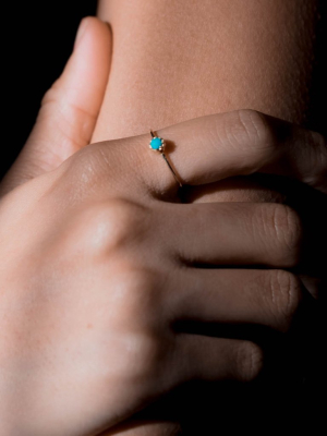 Petite Crown Bezel Turquoise Ring