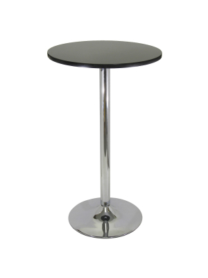 Spectrum Pub Table 24" Round, Black With Chrome - Black Top Metal Leg - Winsome