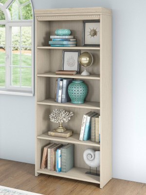 68.94" 5 Shelf Fairview Bookshelf In Antique White - Bush Furniture