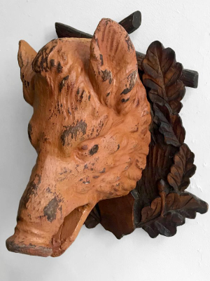 Black Forest Carved Painted Boar