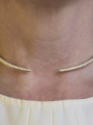 14kt Rose Gold Diamond Horn Choker Necklace