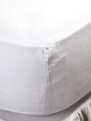 Linen Fitted Sheet In White