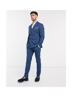 Selected Homme Slim Fit Stretch Double Breasted Suit In Blue