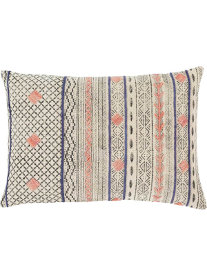 Zoey Lumbar Pillow Ivory/black/coral