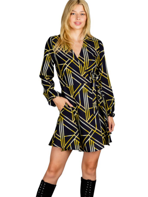 The Ball Droppers | Art Deco Gold Nye Wrap Dress