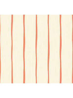 Aruba Stripe Wallpaper In Ivory And Orange From The Tortuga Collection By Seabrook Wallcoverings