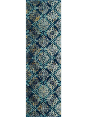 Evoke Filigree Royal/light Blue Runner Rug