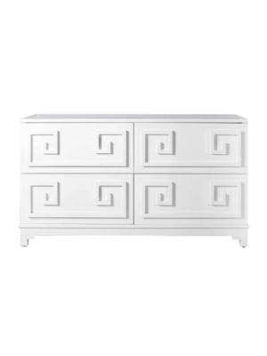 Four Drawer White Lacquer Chest With Inset Mirror Top