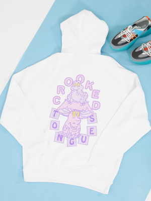 Crooked Tongues Oversized Hoodie With Physcadellic Mushroom Back Print