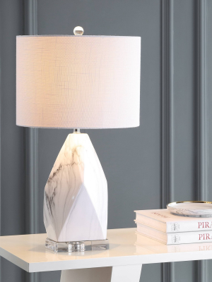 25.5" Marble/crystal/ceramic Oslo Table Lamp (includes Led Light Bulb) White - Jonathan Y
