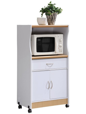 Microwave Kitchen Cart In White - Hodedah