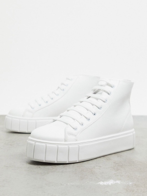 Asos Design Dewy Chunky Hi Top Sneakers In White
