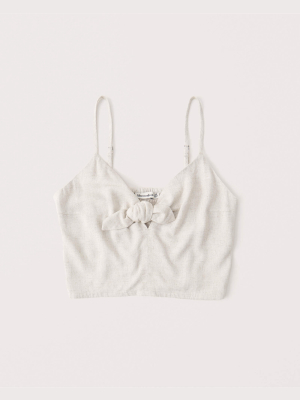 Tie-front Linen-blend Cami