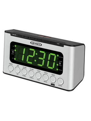 Jensen Am/fm Digital Dual Alarm Clock Radio With Led Display, Wave Sensor, Aux-in (jcr-231)