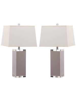 Set Of 2 Deco Table Lamp (includes Led Light Bulb) Gray - Safavieh