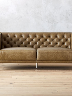 Savile Saddle Leather Tufted Apartment Sofa