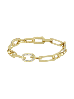 Gold Link Bracelet - Three Diamond