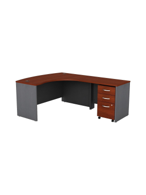 Bush Business Furniture 60w X 43d Right Handed Bow Front L Shaped Desk, Hansen Cherry Bdl002hcr