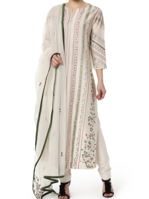 Embroidered Striped Kurta