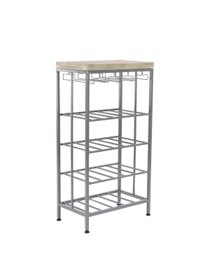 Rustic 4 Tier Wine Storage Gray - Olivia & May