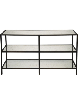 Noir 3 Tier Console W/ Antique Glass